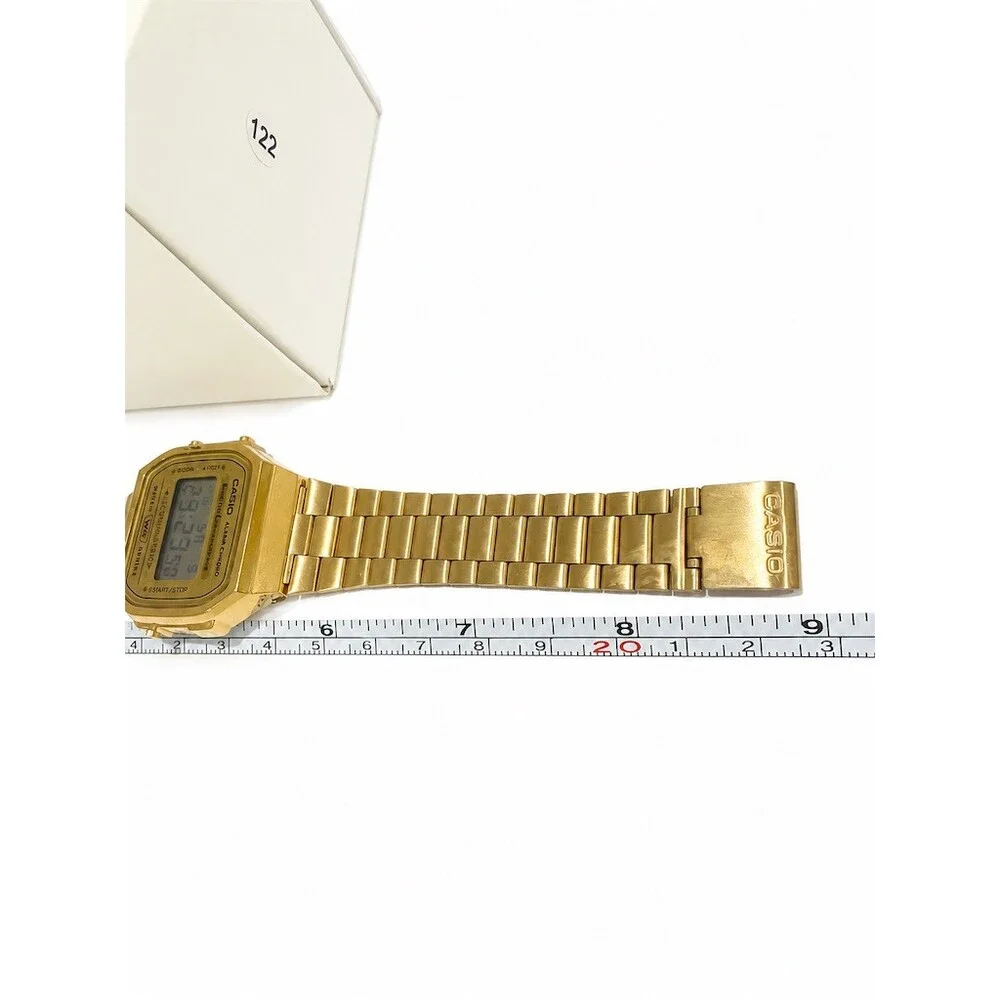 Casio Vintage Digital Wristwatch Gold Tone Alarm Chronograph Box